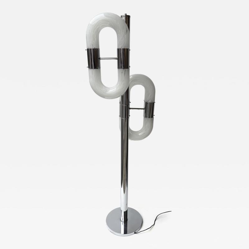 Aldo Nason Metal Chain Floor Lamp Murano Glass by Aldo Nason for Mazzega Italy 1970s