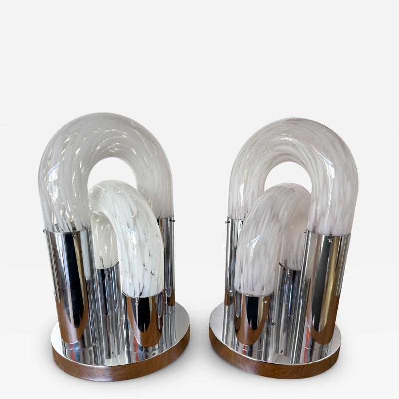 Aldo Nason Pair of Chain Murano Glass Lamps by Aldo Nason for Mazzega Italy 1970s