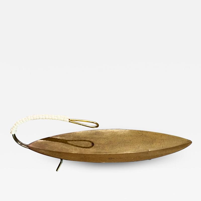 Aldo Tura 1950s Modernism Sculptural Footed Brass Dish Italy