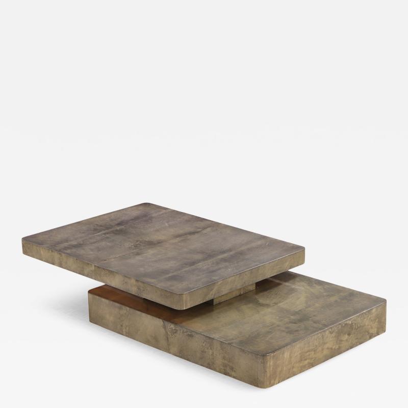 Aldo Tura Aldo Tura Attributed Goat Skin Sliding Top Coffee Table c 1970