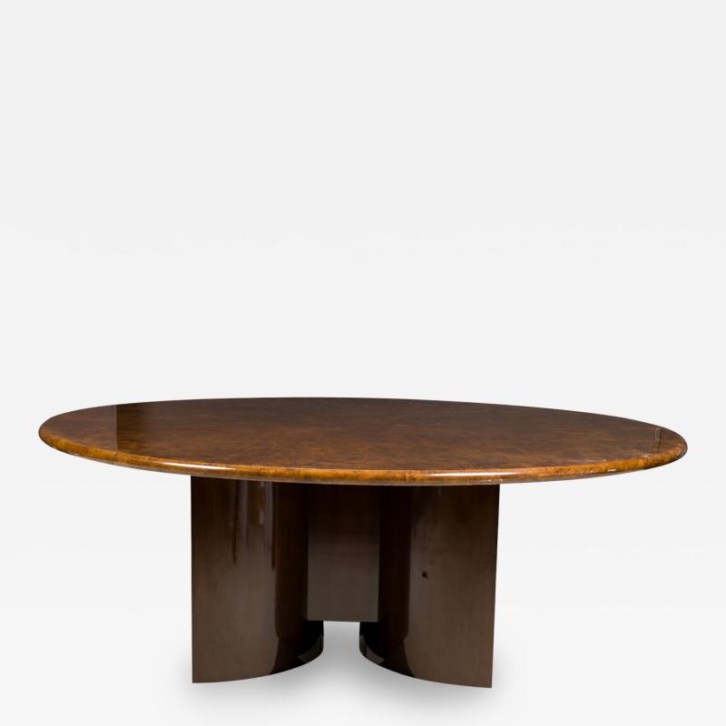 Aldo Tura Aldo Tura Modern Monumental Goatskin and Dark Walnut Dining Center Table