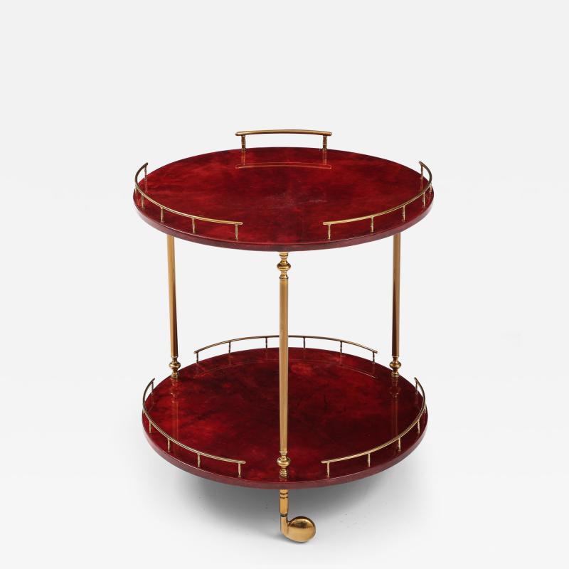 Aldo Tura Aldo Tura Ruby Red Goatskin Bar Cart