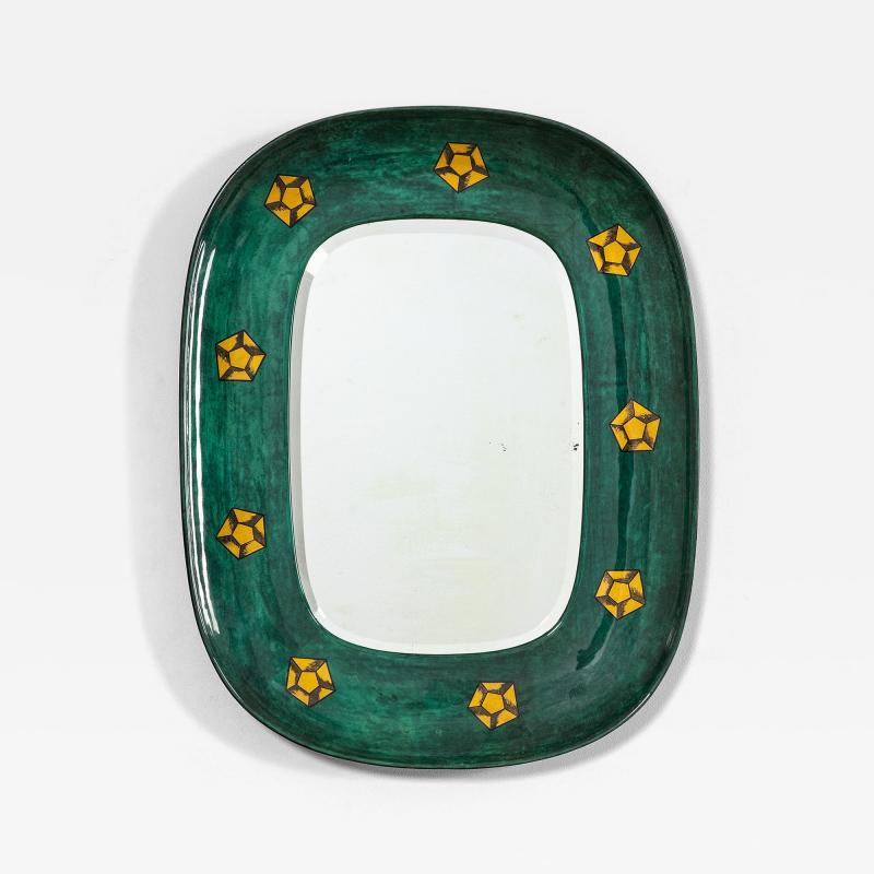 Aldo Tura Aldo Tura Wall Mirror with Resin Coat Wood and Paper Motifs 50s