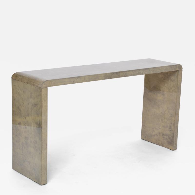 Aldo Tura Mid Century Modern Console Table Made of Laquered Goat Skin by Aldo Tura