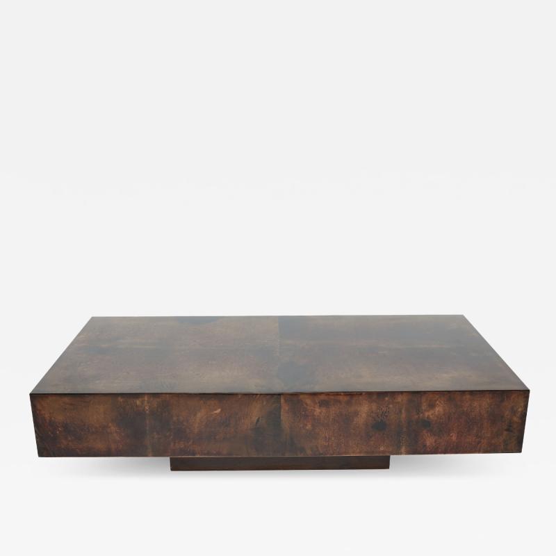 Aldo Tura Rare goatskin parchment coffee table by Aldo Tura 1960s