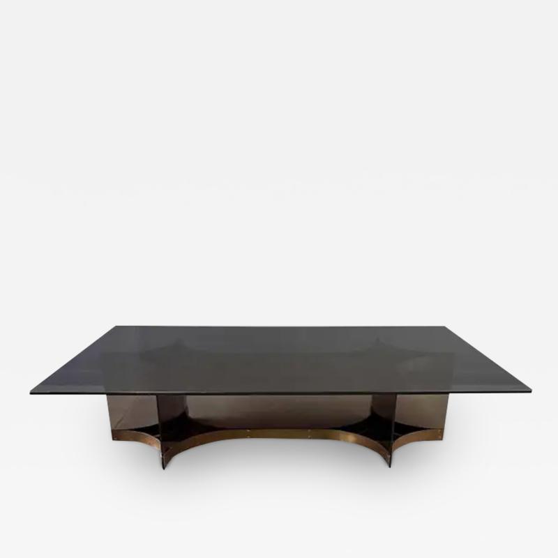 Alessandro Albrizzi Alessandro Albrizzzi Smoked Glass and Patinated Brass with Lucite Coffee Table