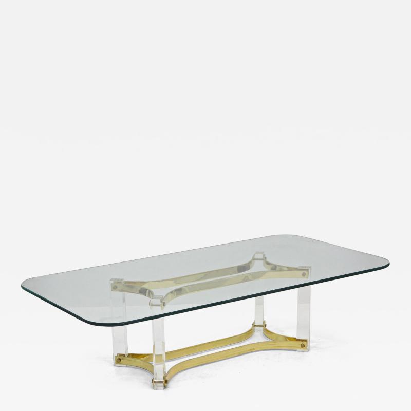 Alessandro Albrizzi Mid Century Lucite Brass Coffee Table by A Albrizzi Gilt Brass IT ca 1970