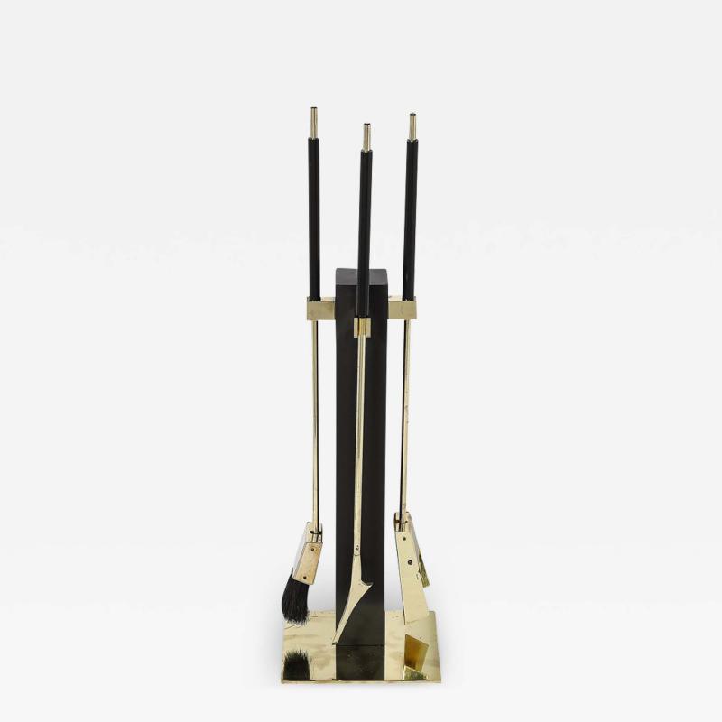 Alessandro Albrizzi Mid Century Modernist Three Piece Fire Tool Set in Brass by Alessandro Albrizzi