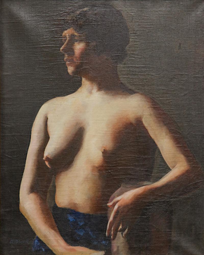 Alexander Brook Nude Young Woman Oil on Canvas by Alexander Brook circa 1920s