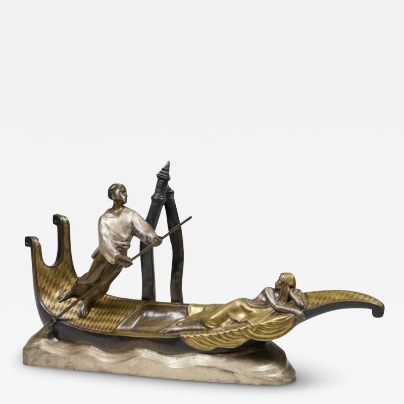 Alexandre Kelety Le Gondolier Venise Sculpture by Alexandre Kelety