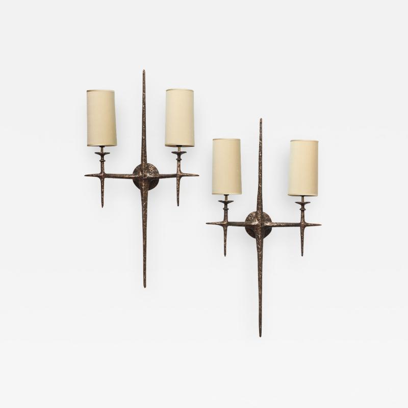 Alexandre Log Cinelli Sculptural Bronze Sconces by Alexandre Log 