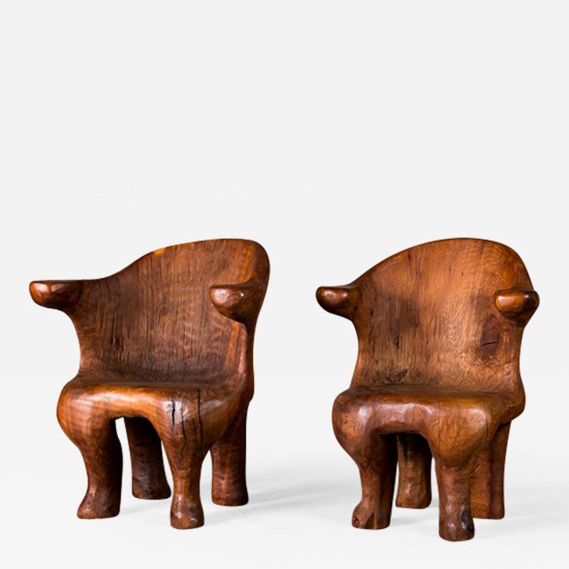 Alexandre Noll Alexandre Noll Style Pair of Wood Chairs