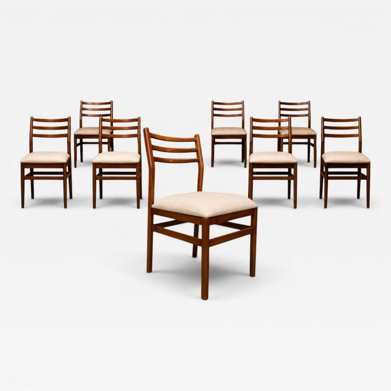Alexandre Rapoport Brazilian Modern Set of Eight Chairs in Caviuna wood Linen Alexandre Rapoport
