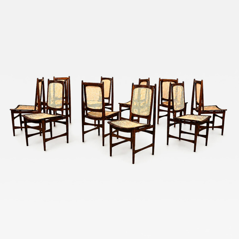 Alexandre Rapoport Set of Ten Brazilian Mid Century Dining Chairs by Alexandre Rapoport