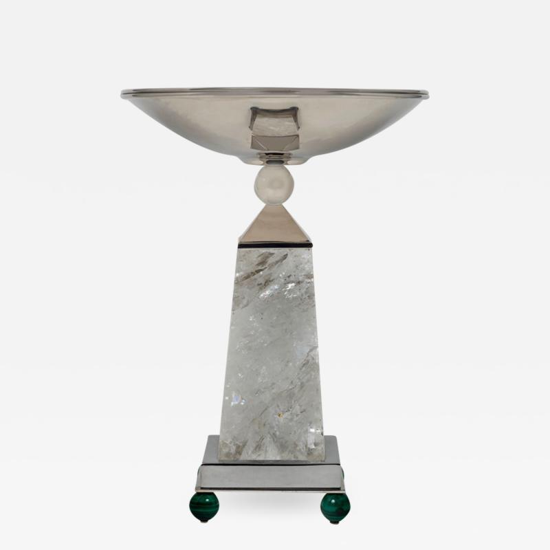 Alexandre Vossion OBELISK ROCK CRYSTAL CHALICE Nickel plated brass and malachite details