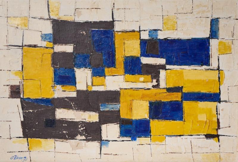 Alf Kahn Mid Century Signed 1970 Swedish Oil On Canvas Painting