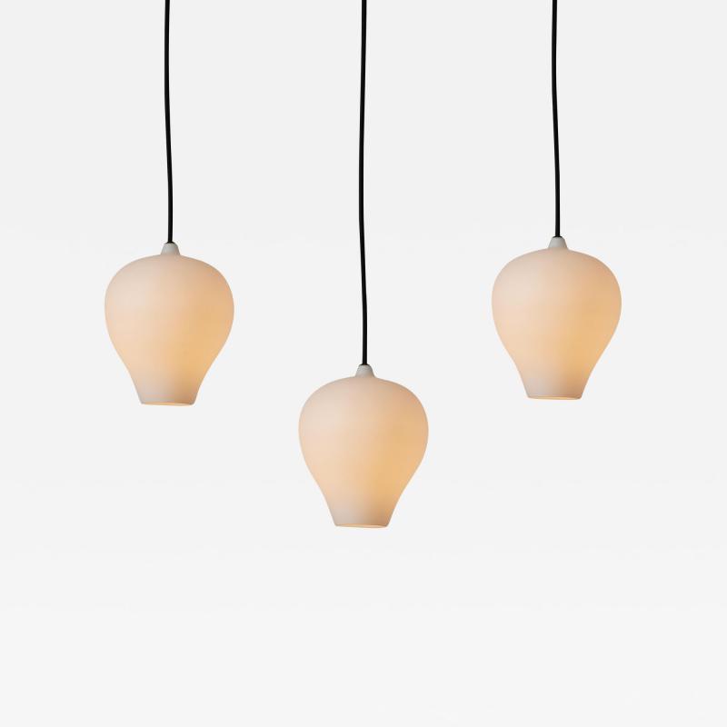 Alf Svensson 1950s Opaline Glass Pendants by Alf Svensson for Bergboms Belysning