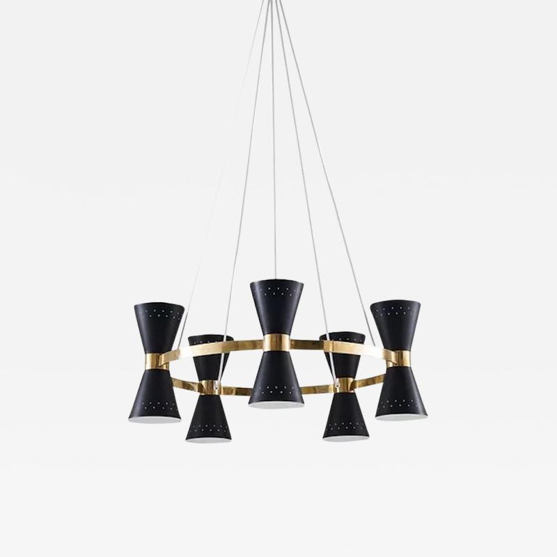 Alf Svensson Copy of Swedish Midcentury Chandelier in Brass and Metal by Alf Svensson