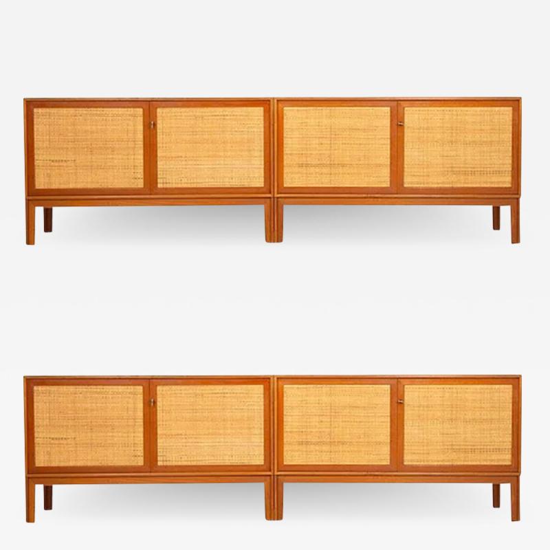 Alf Svensson Pair of Mid Century Scandinavian Sideboards in Teak and Rattan by Alf Svensson