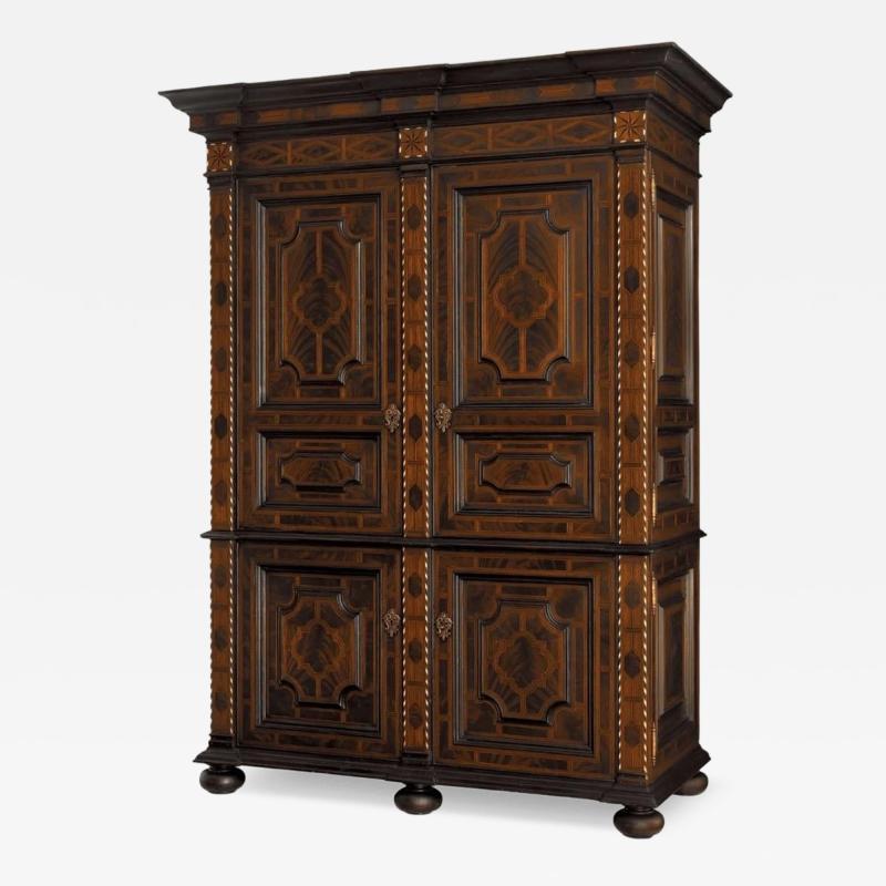 Alfonso Marina 18th C Style Ebanista Brussels II Ebony Inlaid Armoire Linen Press
