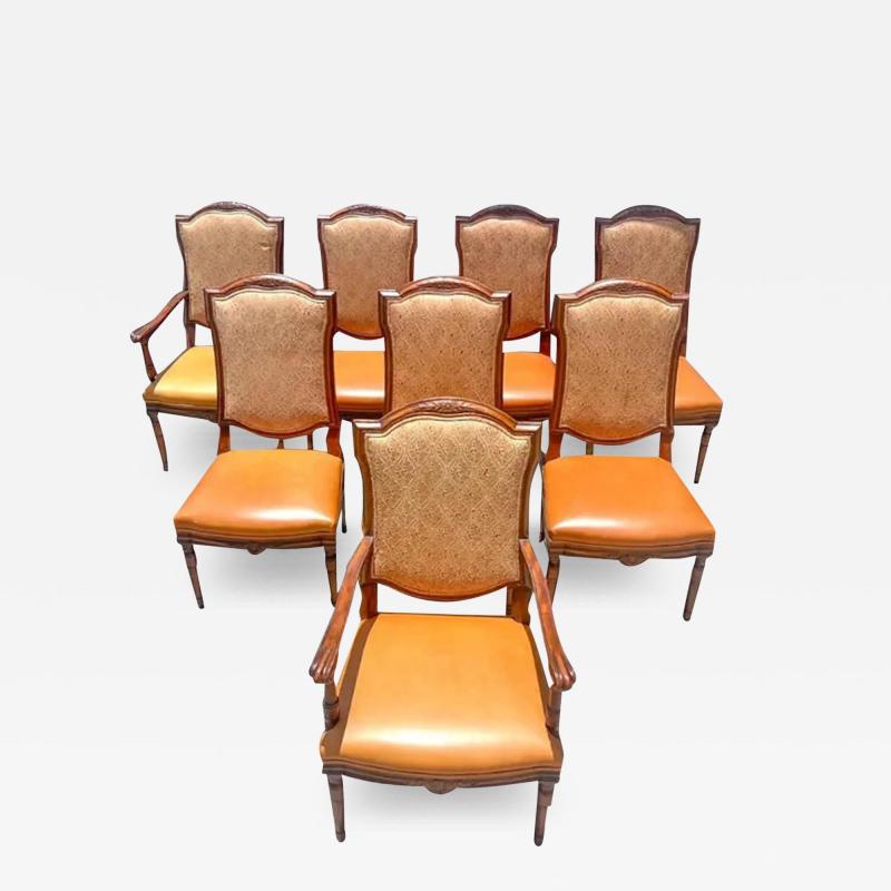 Alfonso Marina Set of 18th C Style Alfonso Marina Ebanista Leather Dining Chairs