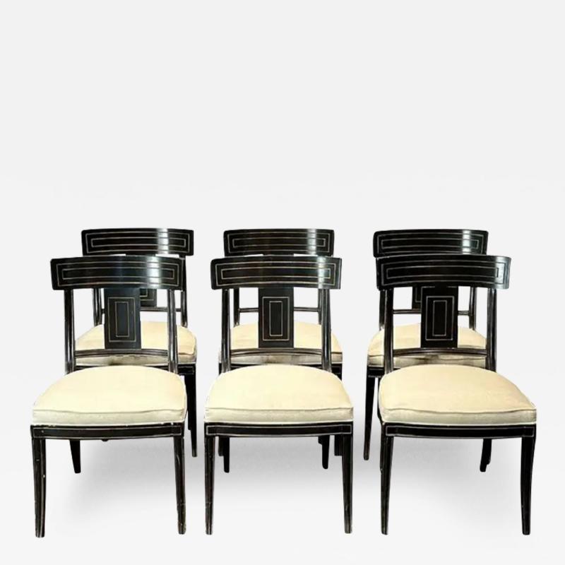 Alfonso Marina Set of 6 Alfonso Marina Ebanista Ebonized Klismos Dining Chairs