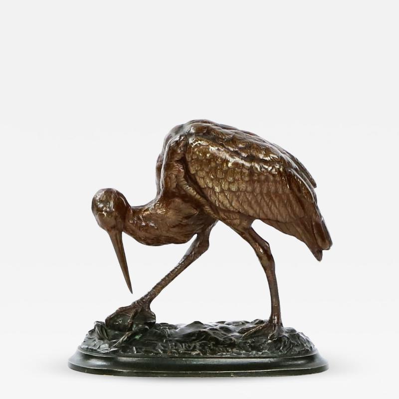 Alfred Barye Alfred Barye French 1839 1882 Bronze Sculpture of Cicogne and Crab