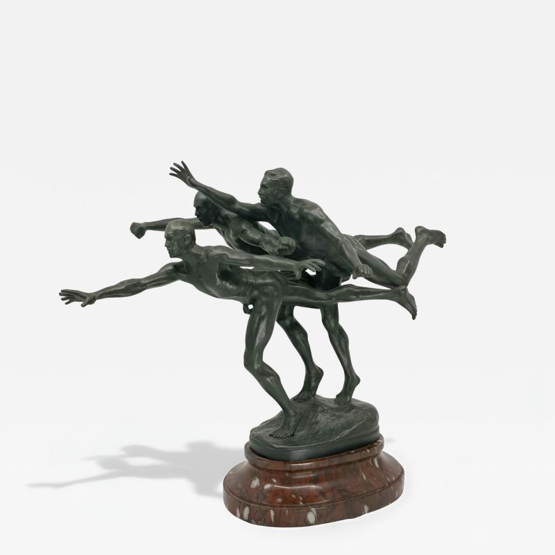 Alfred Boucher Au But To the Goal Alfred Boucher Bronze Group of Three Runners
