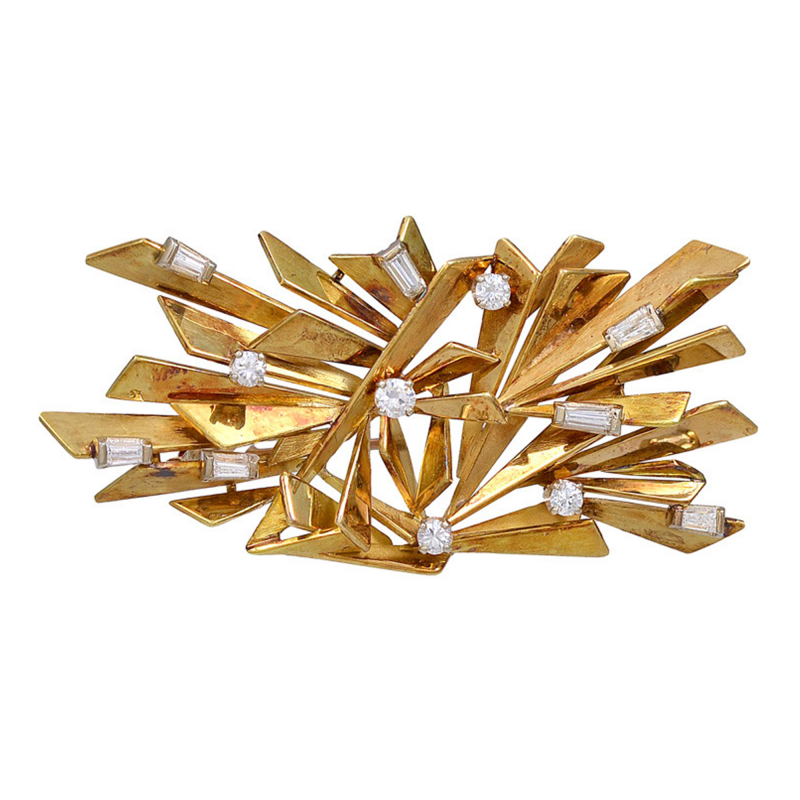 Alfred Karram Alfred Karram Jr Gold and Diamond Brooch