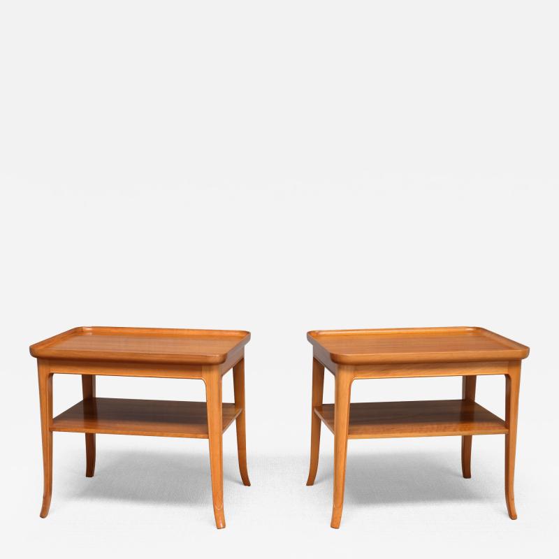Alfred Kvarnholt Pair of Alfred Kvarnholt Side Tables in Pearwood and Walnut Sweden 1940s