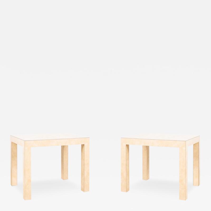 Alfred Parsons Pair of Chic Parsons Cream Parchment Laminate End Tables or Night Stands