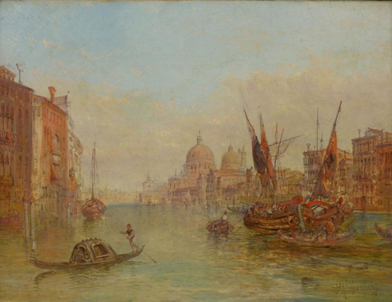 Alfred Pollentine Grand Canal Venice 1889 Antique Oil Painting by Alfred Pollentine