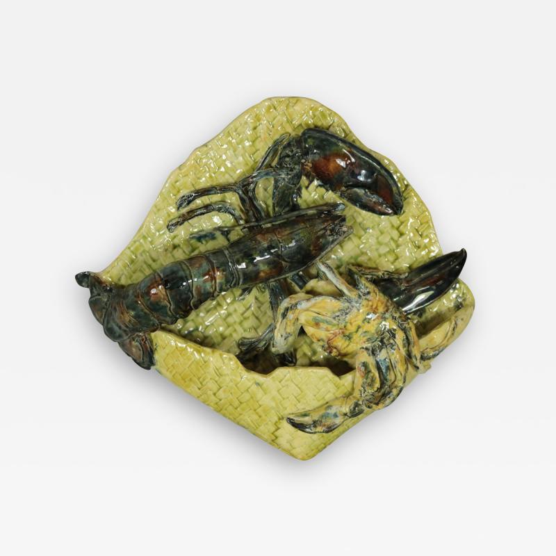 Alfred Reneloeau Palissy Crab Lobster Wall Pocket