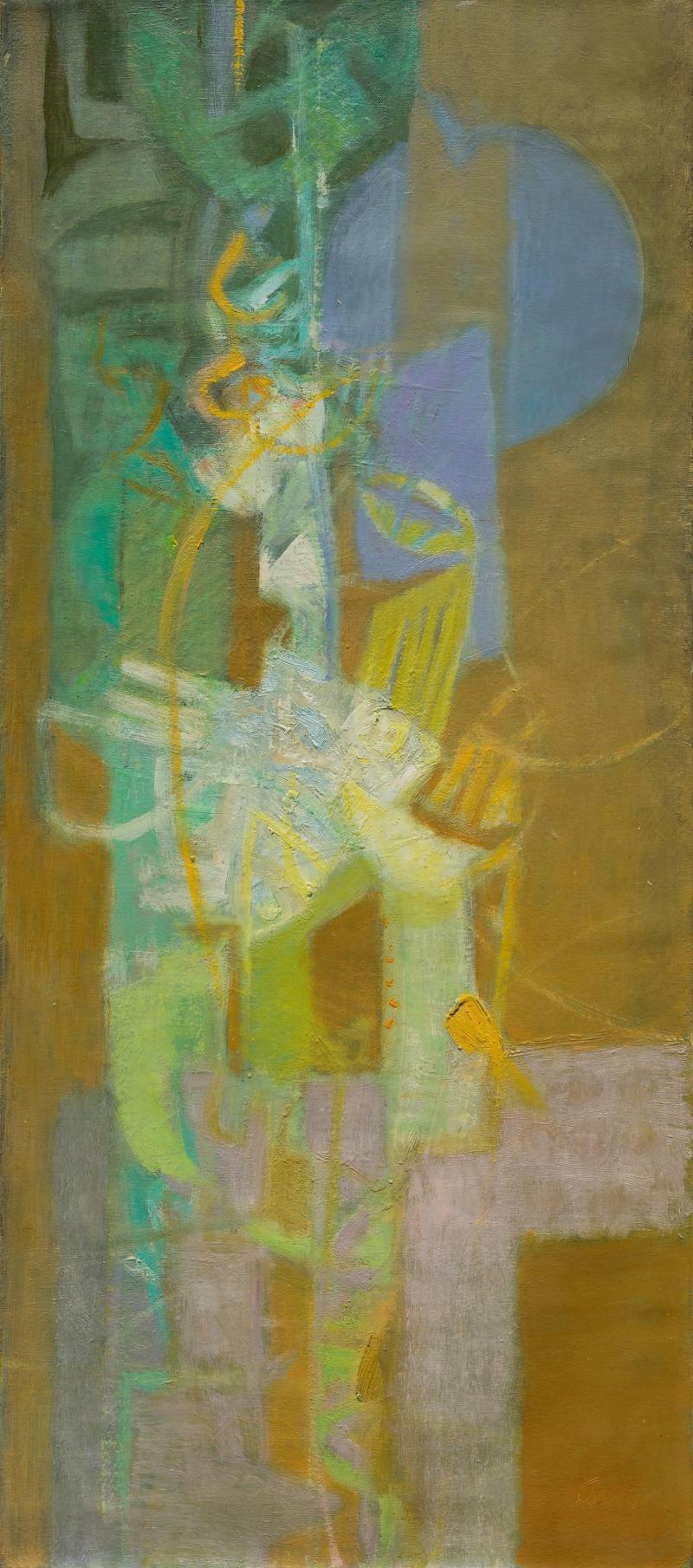 Alfredo Aya Nocturno 1 Abstract Oil Painting With Green and Blue Colors