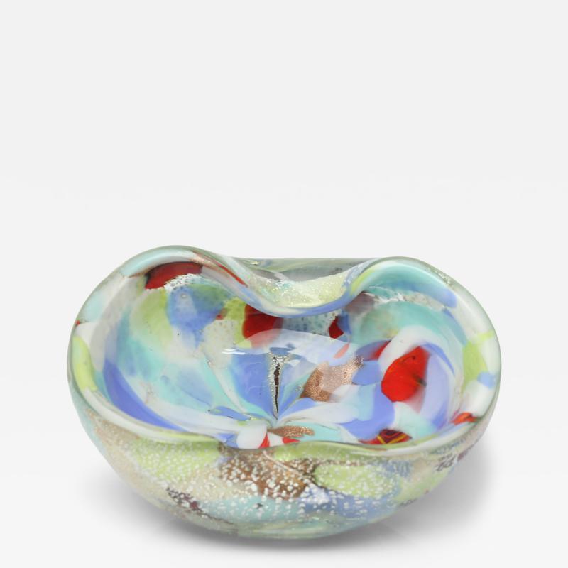 Alfredo Barbini Alfredo Barbini Art Glass Bowl with Colored Canes and Flecks Italy 1960