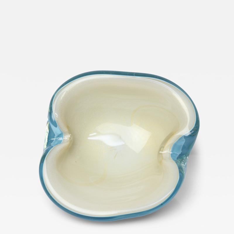 Alfredo Barbini Alfredo Barbini Blue Art Glass Bowl with Gold Fleck Italy 1960