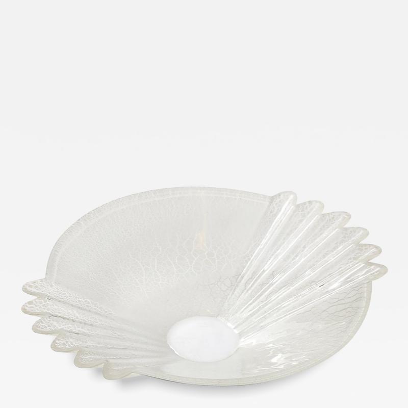 Alfredo Barbini Mid Century Handblown Murano Scavo Glass Centerpiece Bowl Signed Alfredo Barbini