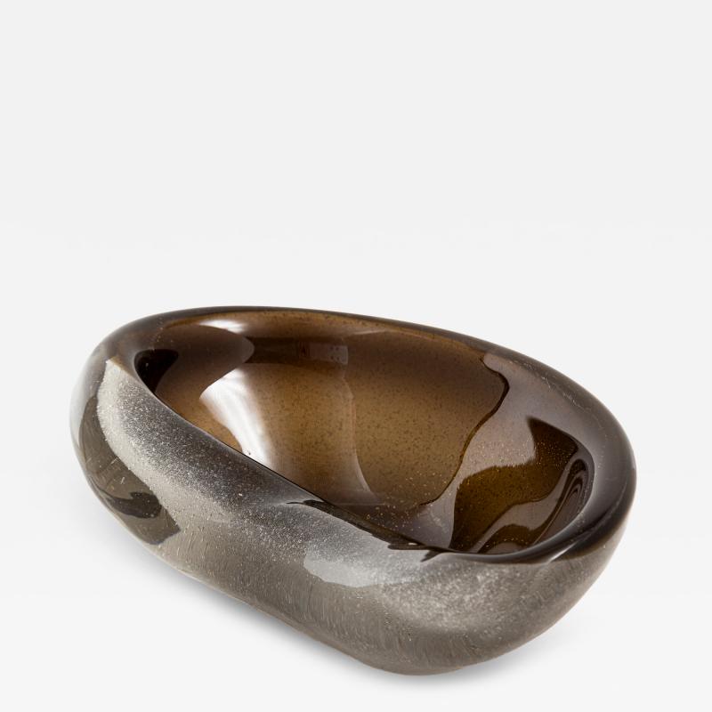 Alfredo Barbini Vintage Italian Organic Blown Sommerso Fumato Bowl Attrb To Alfredo Barbini