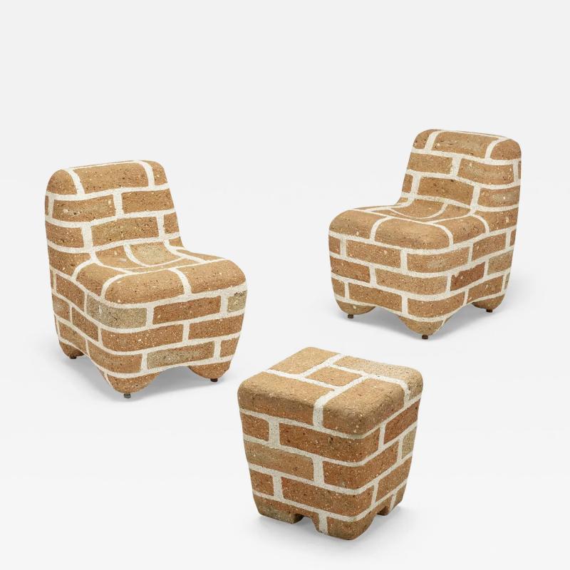 Ali Acerol Ali Acerol 1948 2007 Brick and Mortar Pattern Chairs and Table Sculptures