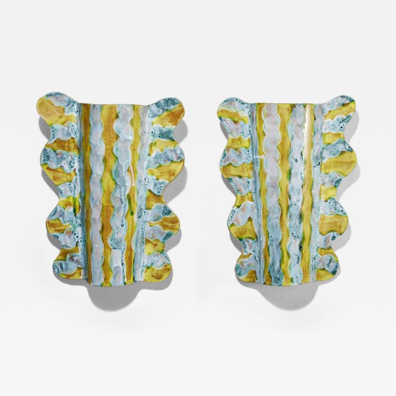 Alice Gavalet Pair of Yellow and Blue Sconces 2024