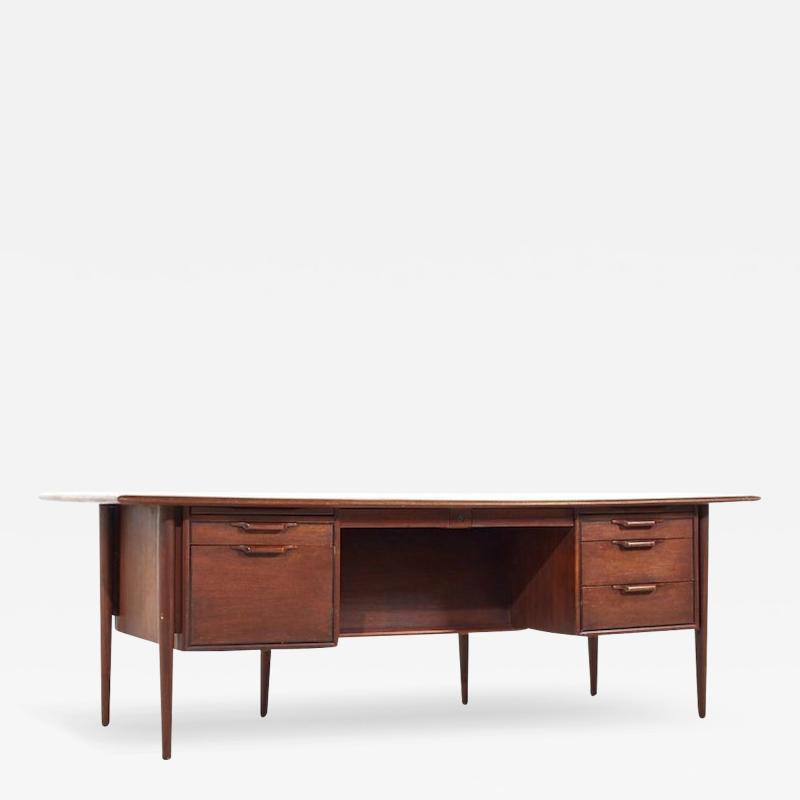 Alma Mid Century Walnut and Leather Executive Desk