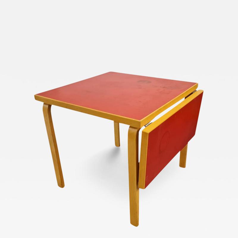 Alvar Aalto Aino Alvar Aalto Foldable Dining Kitchen Table In Red Linoleum Artek 1950s