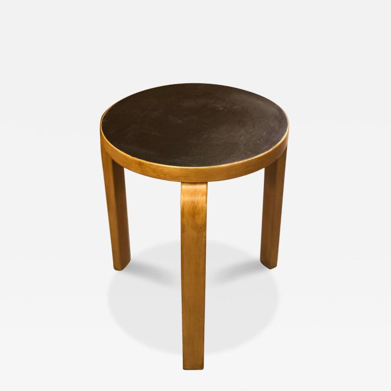Alvar Aalto Alvar Aalto 3 Legged Stool Model 60 In Birch and Black Linoleum Artek 1950s