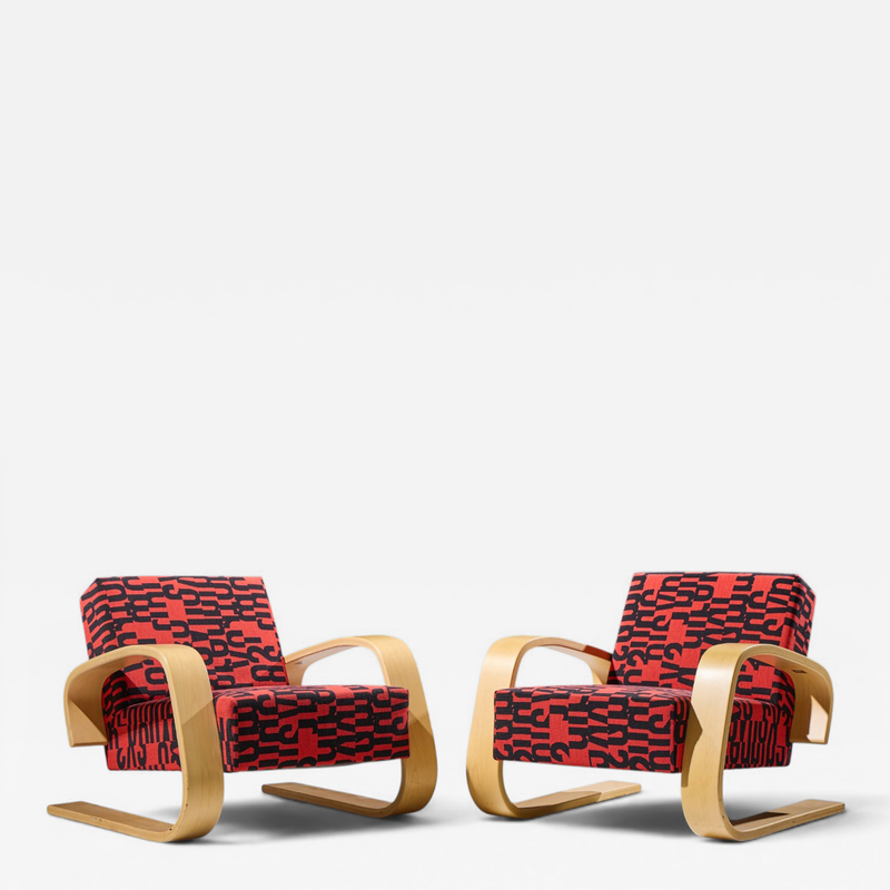 Alvar Aalto Alvar Aalto Armchair 400 Tank Mid Century Bentwood Lounge Chairs Pair