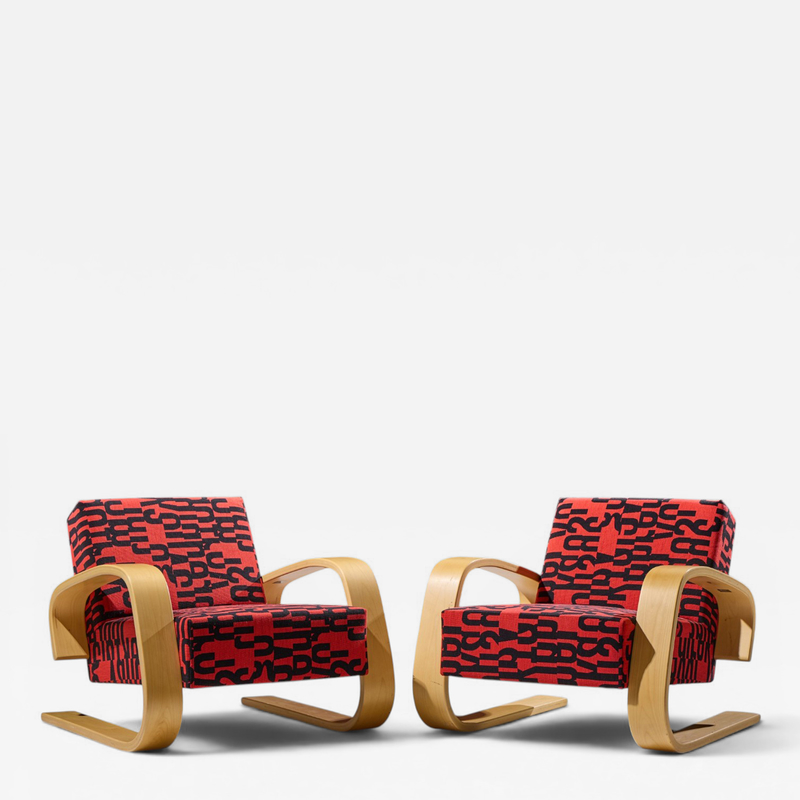 Alvar Aalto Alvar Aalto Armchair 400 Tank Mid Century Bentwood Lounge Chairs Pair