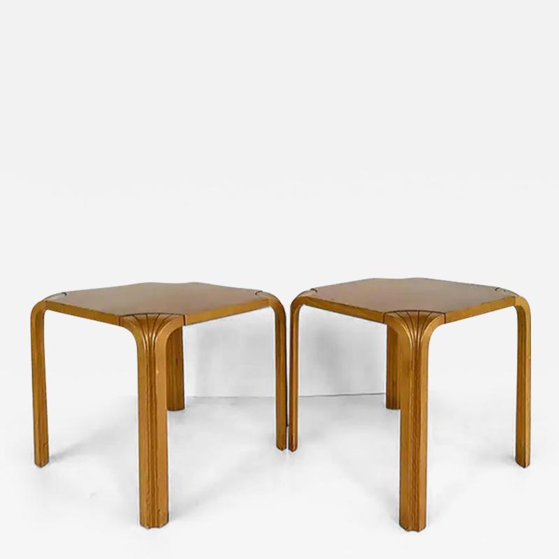 Alvar Aalto Alvar Aalto For Artek Finland Fan Leg End Side Tables Pair