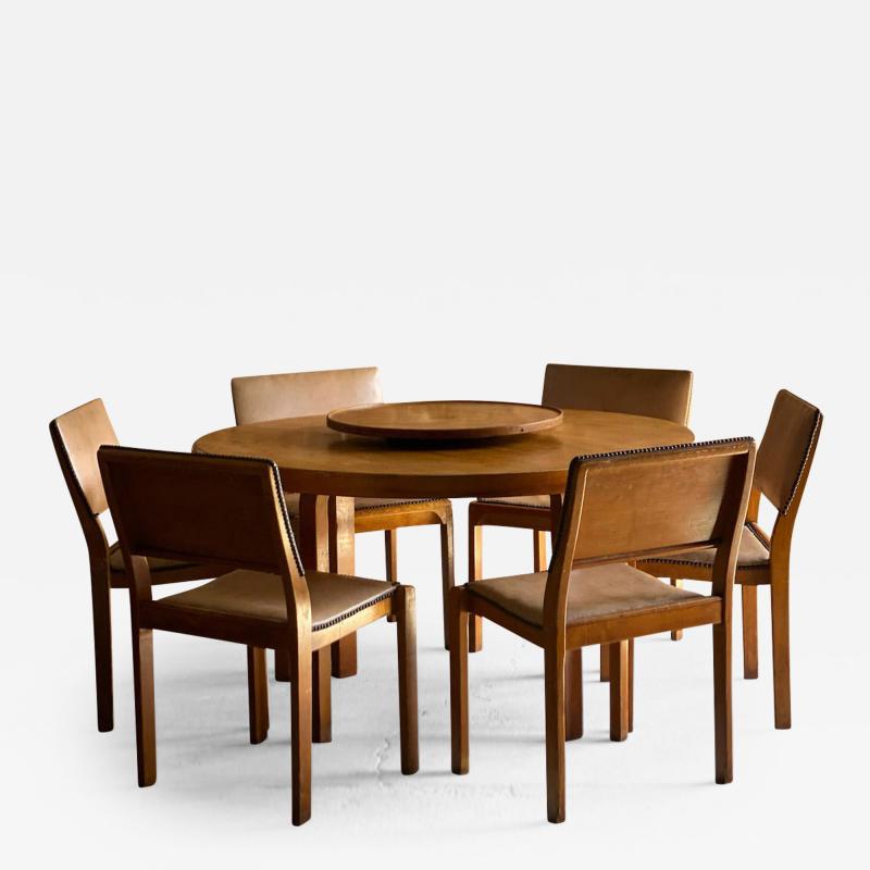 Alvar Aalto Alvar Aalto Model 91 Dining Table Six Chairs by Finmar Circa 1940