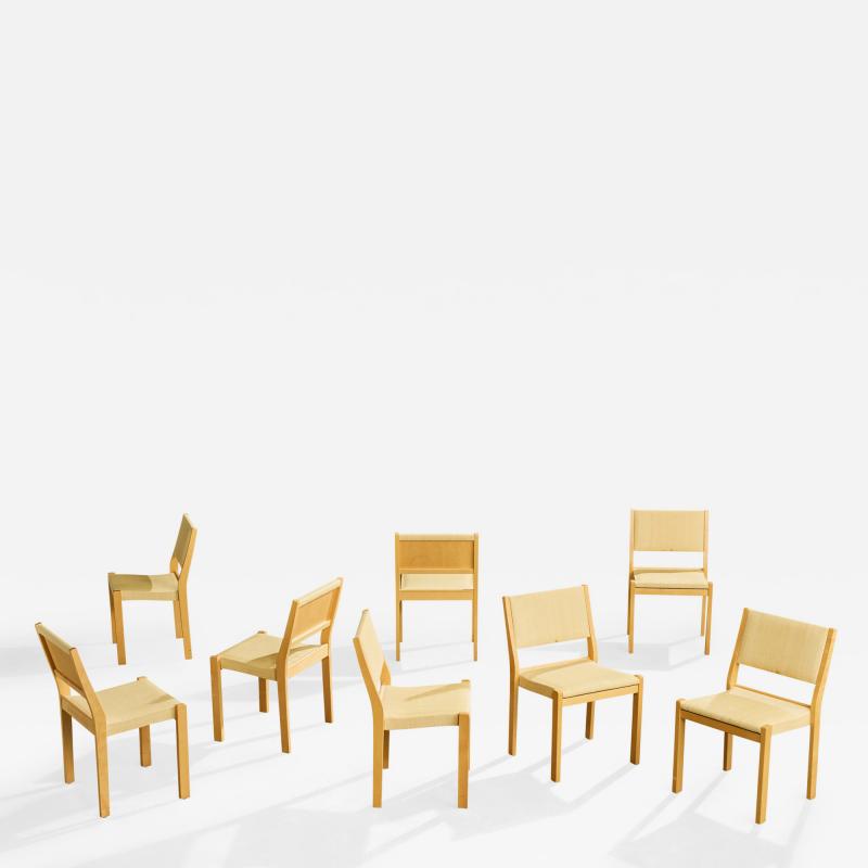 Alvar Aalto Dining Room Chairs with Birch and Raffia Finland 1980s