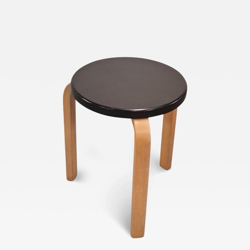 Alvar Aalto Iconic Alvar Aalto 3 legged Stool Model 60 Birch Black Pegamoid Artek 1950s