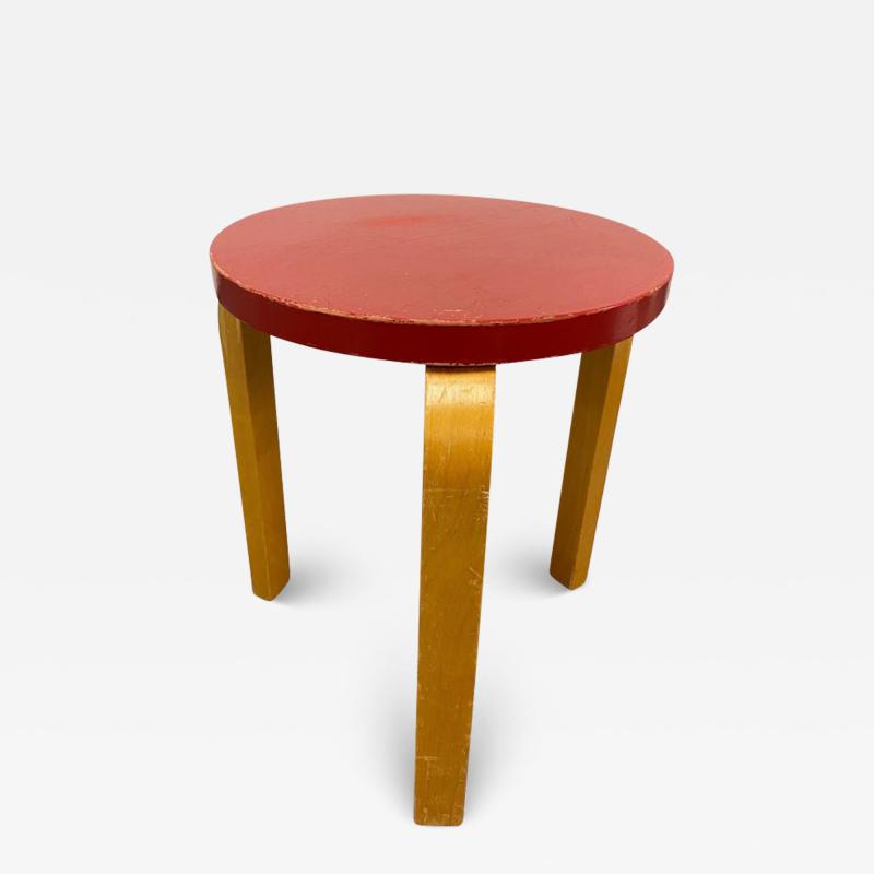 Alvar Aalto Iconic Alvar Aalto 3 legged Stool Model 60 Birch Red Paint Artek 1940s